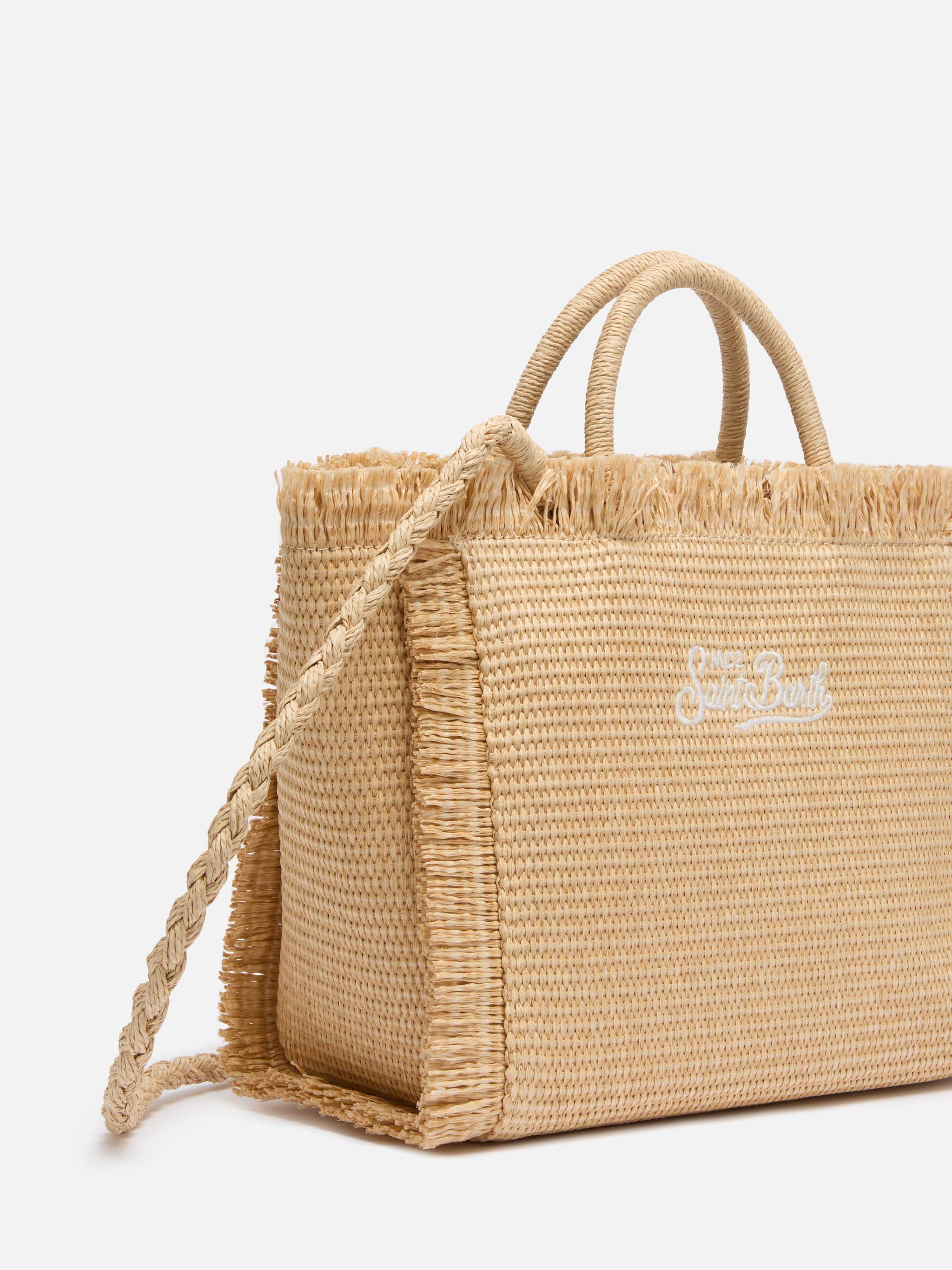 Colette tas met stro-effect en geborduurd logo