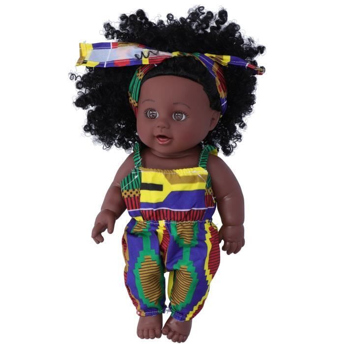 Muñeca Reborn - OMABETA - 30 cm - Muñeca de vinilo PVC - Piel negra - Cabello negro implantado