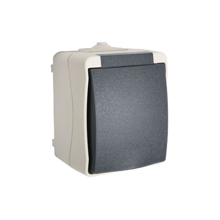 Enchufe eléctrico - Perfil - 2P+E - Semiimpermeable IP44 - Exterior gris