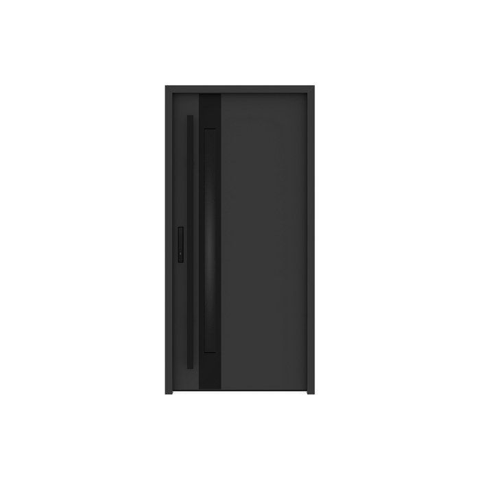 Puerta frontal de acero macizo y acero inoxidable, 207 cm de alto x 100 cm de ancho - 68 mm de espesor - cristal ahumado - antracita y negro - apertura a la derecha - CALOSA