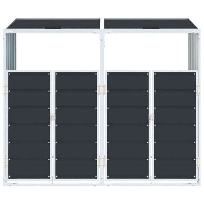 vidaXL Rangement à roulettes pour poubelles pour deux bacs acier, rangement de poubelles, rangement de poubelles de jardin, 4006177