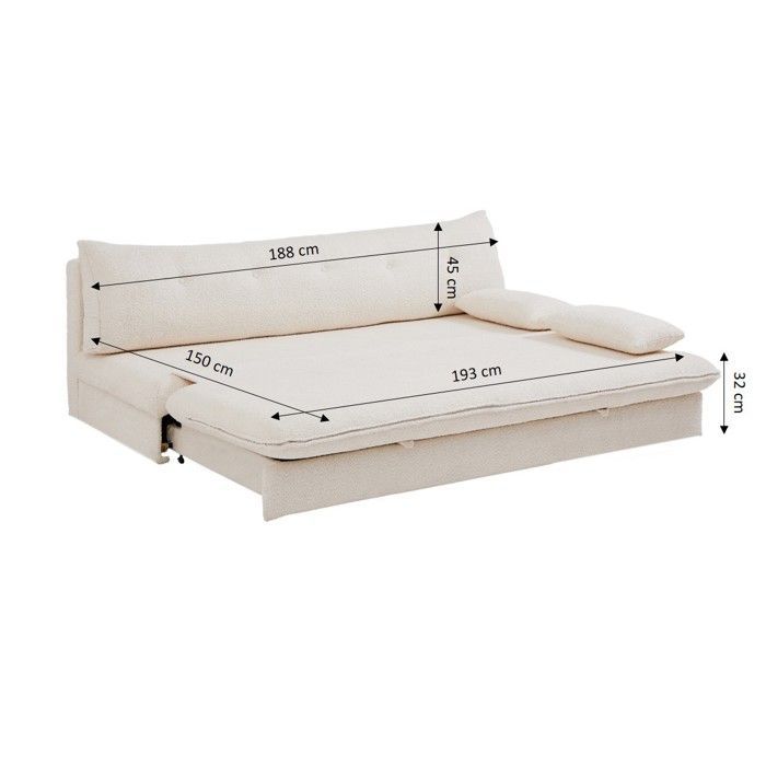 KIARA 3-zits slaapbank in beige boucléstof