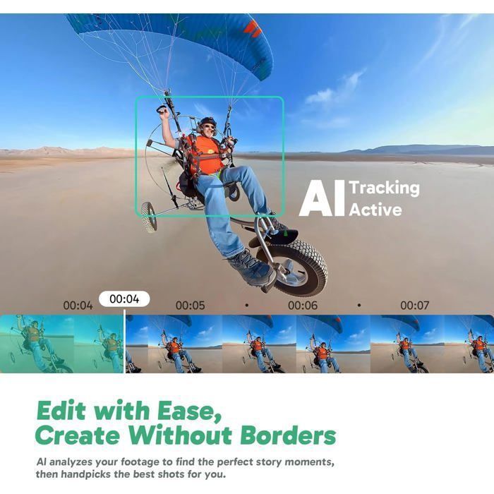 AKASO Camera Sport à 360° avec 5.7K 360 Vidéo Capteurs 48MP 1/2