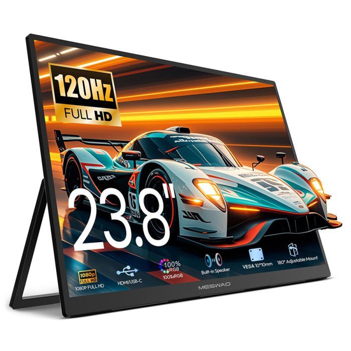 MESWAO S238 23,8-inch draagbare monitor - Full HD 1080p IPS-scherm - 120Hz vernieuwingsfrequentie - 100% sRGB-kleurdekking