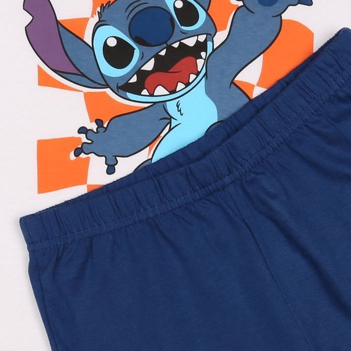 Conjunto de pijama de dos piezas de algodón para niño de DISNEY Stitch, ideal para el verano, con mangas cortas, 100% algodón, 110 cm.