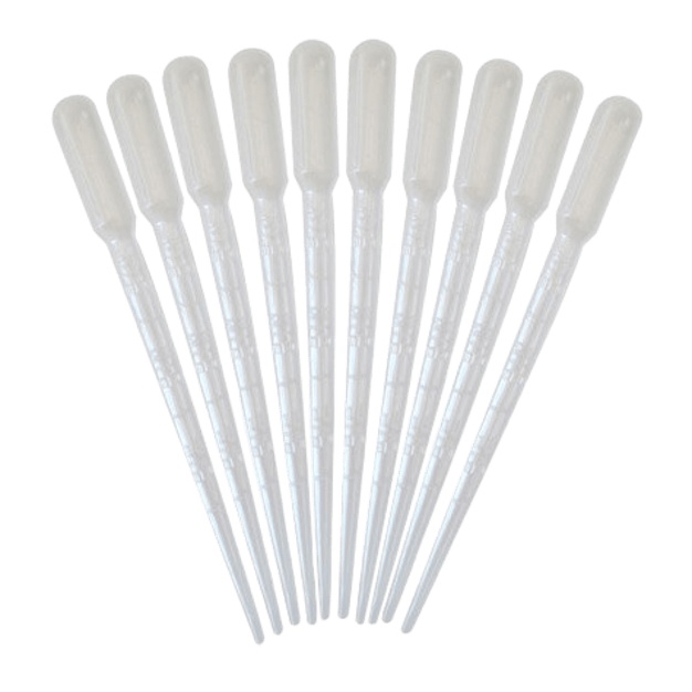 3 ml plastic pipetten met rubberen balgje (verpakking van 10)