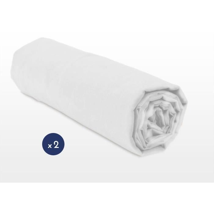Set di 2 lenzuola con angoli, 100% cotone, HOME LINGE PASSION - bianco - 140x190 + 25 cm