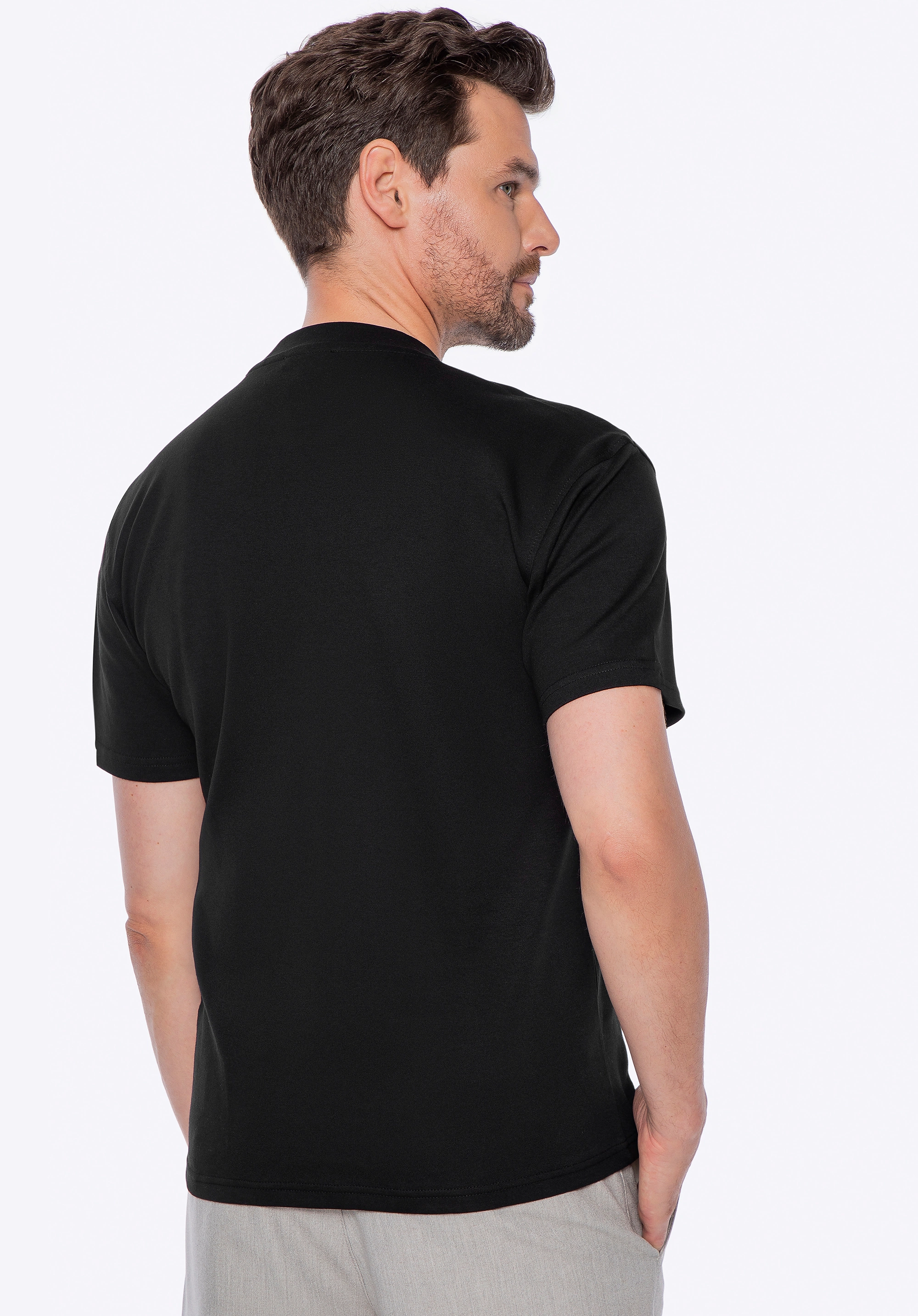 T-shirt męski z bawełny czarny