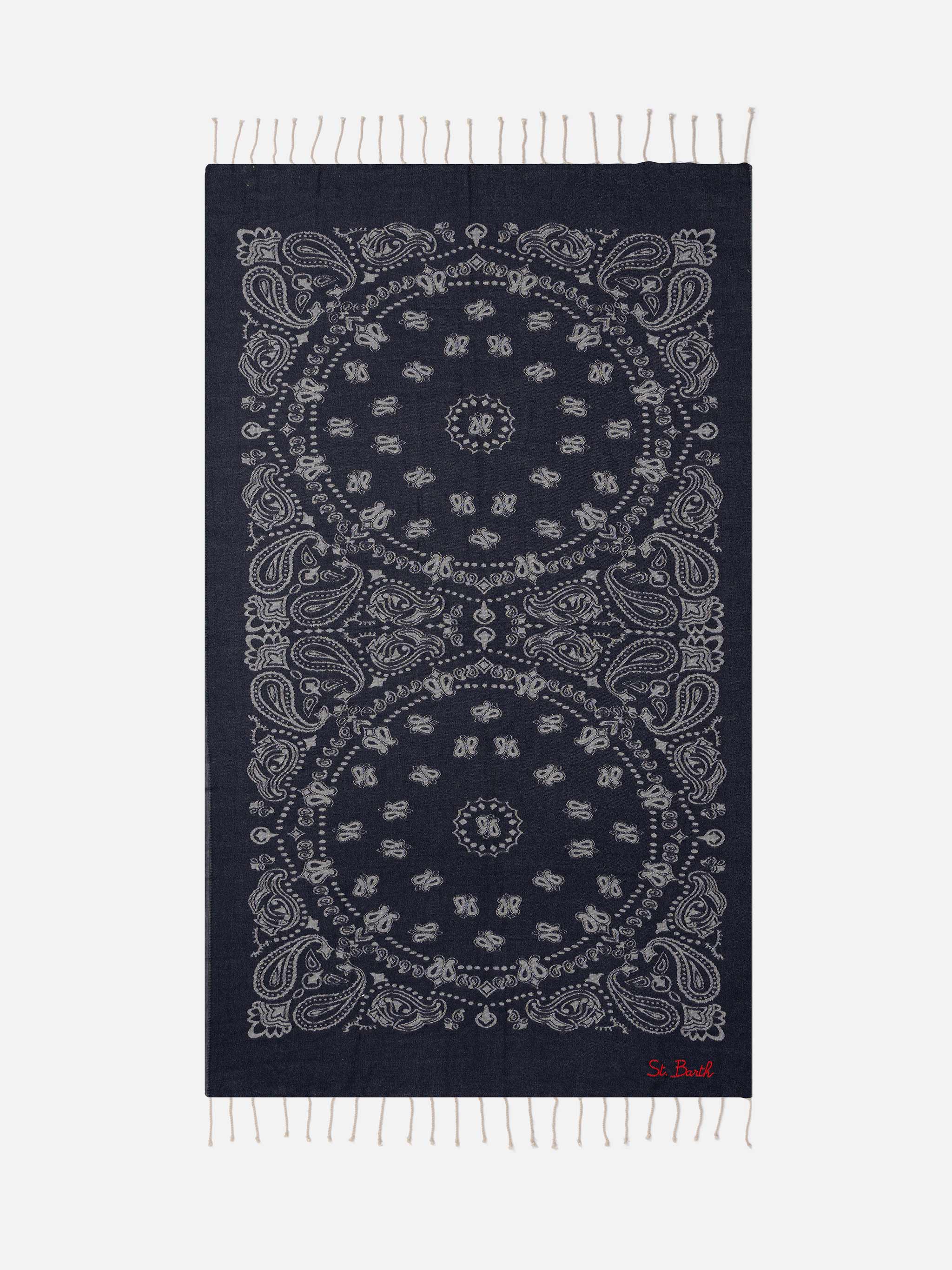 Foutas strandhanddoek van katoen met jacquard bandana