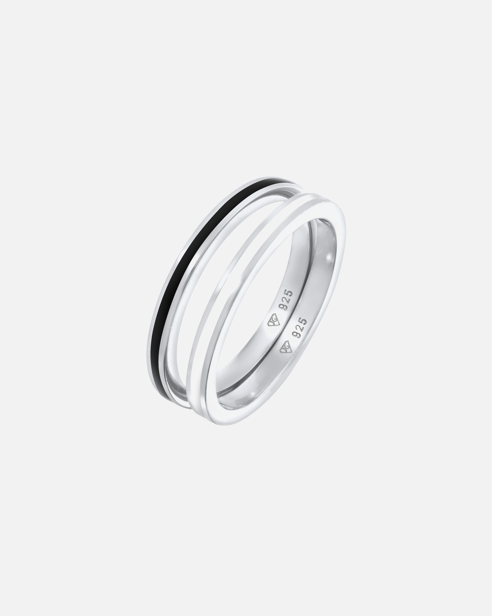 Elli Femmes Set Bande Basique avec Émail noir en Argent Sterling 925