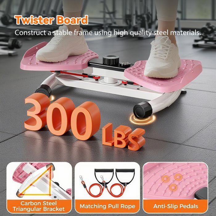 Máquina de torsión de cintura con pantalla LED digital inteligente, capacidad de 136 kg, tabla de torsión para fitness, antideslizante.