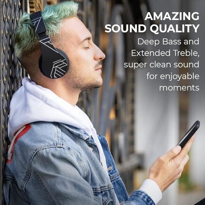 Bluetooth Headphones, Wireless On-Ear Headphones with Built-in Microphone, HD Stereo, Micro SD/TF Mode, Black/Silver