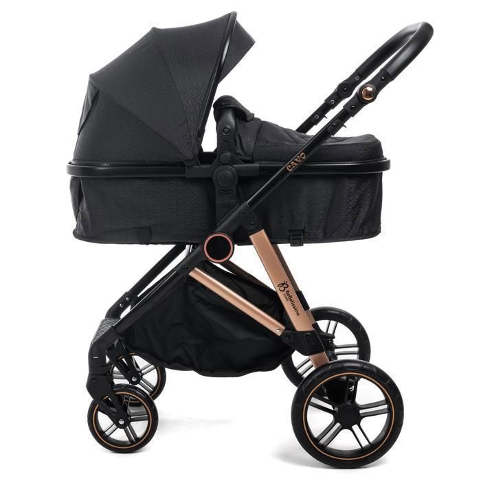 BEBELISSIMO - Poussette combinée trio 3 en 1 - siège auto 0+ CAVO – nacelle – dès la naissance – jusqu’à 22kg - noir