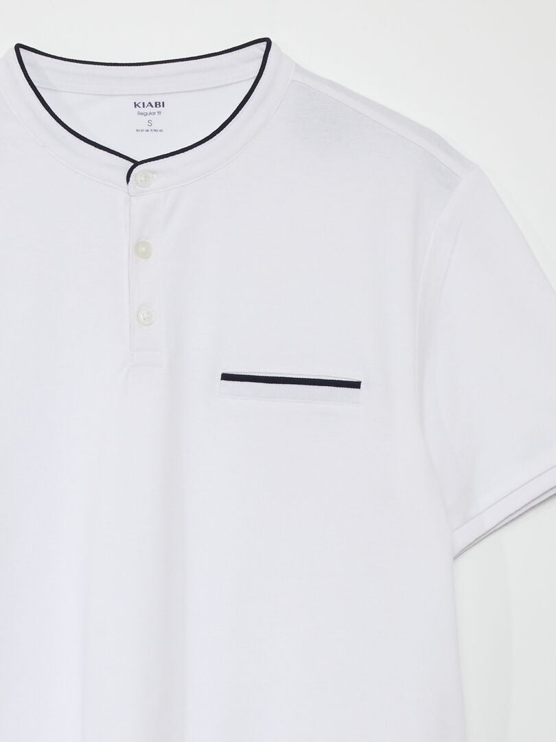 Polo shirt van katoenen piqué met opstaande kraag - wit