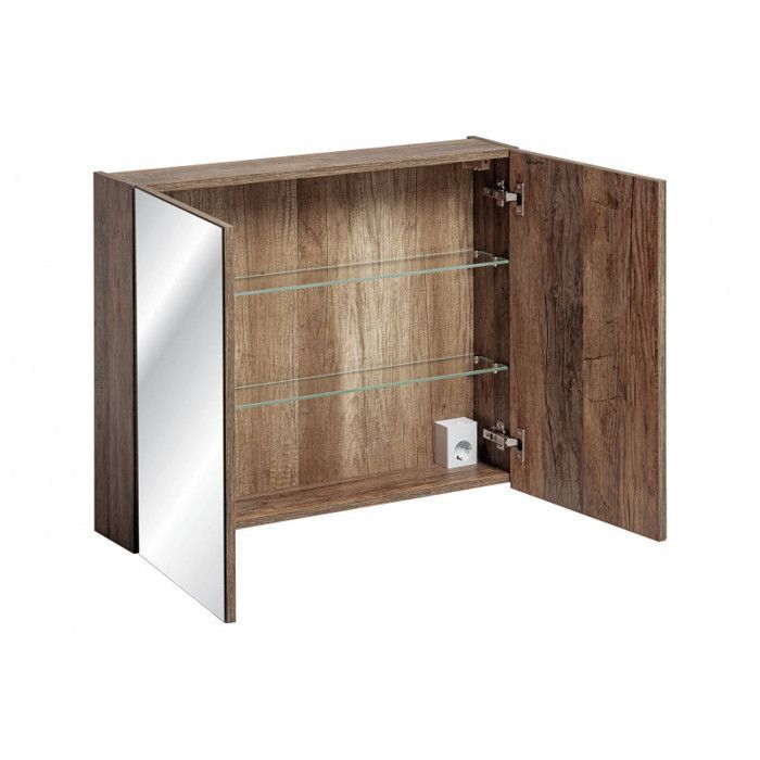 180 cm Doppelwaschtisch-Unterschrank + 5-teiliges Zubehör - Rosario Eiche