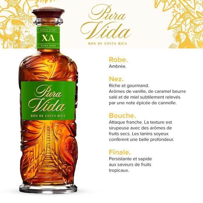 PURA VIDA - XA - Dunkler Rum - 40 % Alkohol - Herkunft: Costa Rica - 70 cl Flasche
