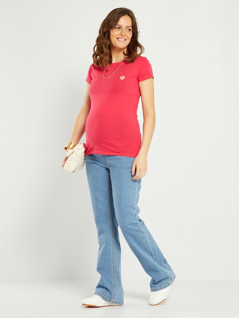Calça jeans flare para gestantes - AZUL