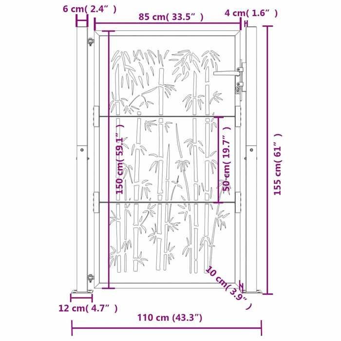 vidaXL Portail de Jardin, Portillon de Patio, Barrière de Sécurité, Porte d'Extérieure Terrasse, Anthracite 105x155 cm Acier 153181