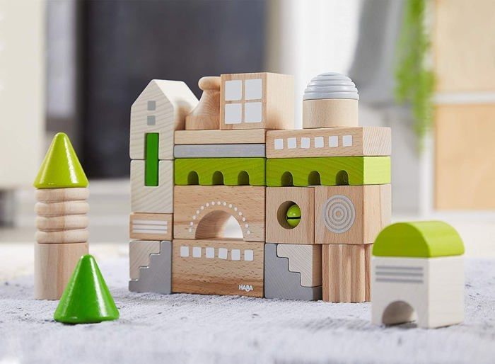 Jeu de construction cubes Bois PEFC - HABA - Coburg - Mixte - Enfant - 18 mois - 28 pièces - Pastel