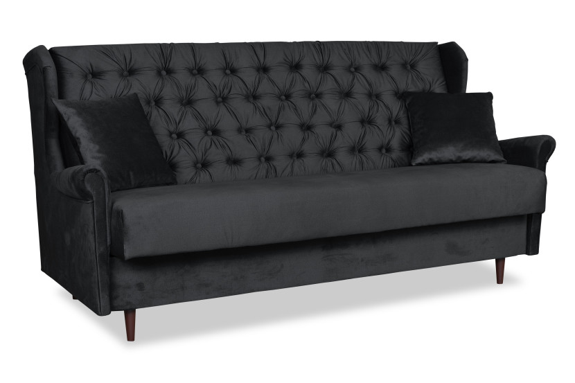 Wersalka 3 osobowa sofa z funkcją spania WELUR czarna GAJA