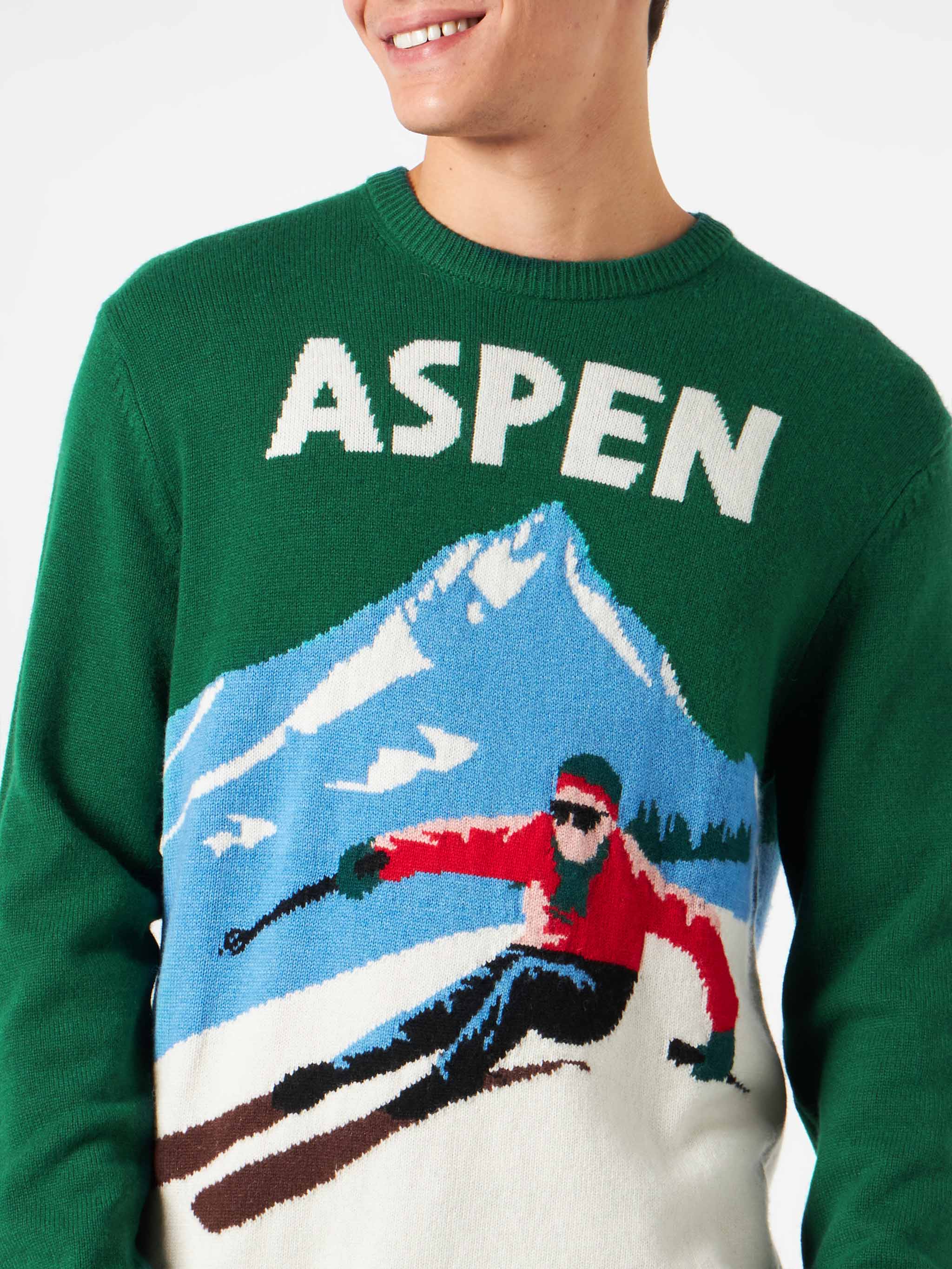 Aspen Vintage Ansichtkaart Print Heren Trui