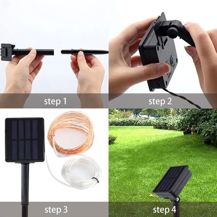 Luci solari a stringa per esterni - 22 m, 200 LED, colorate - 8 modalità - Decorazione per giardino, matrimoni, feste, patio, balcone