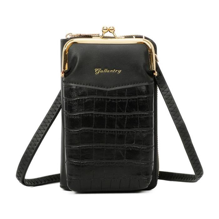Sac Bandoulière Femme Gallantry - Poche Téléphone Portefeuille Tout-en-un - Noir