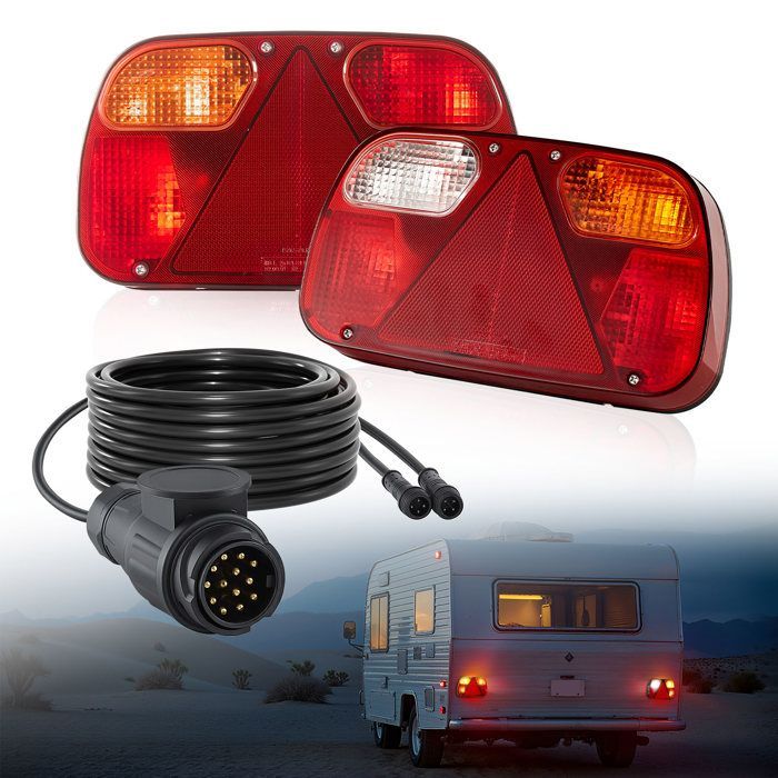 Luces para remolque (2 unidades) - VEVOR - Luces traseras/de freno/de marcha atrás/12 V - Kit de iluminación impermeable para remolque - con arnés de cableado