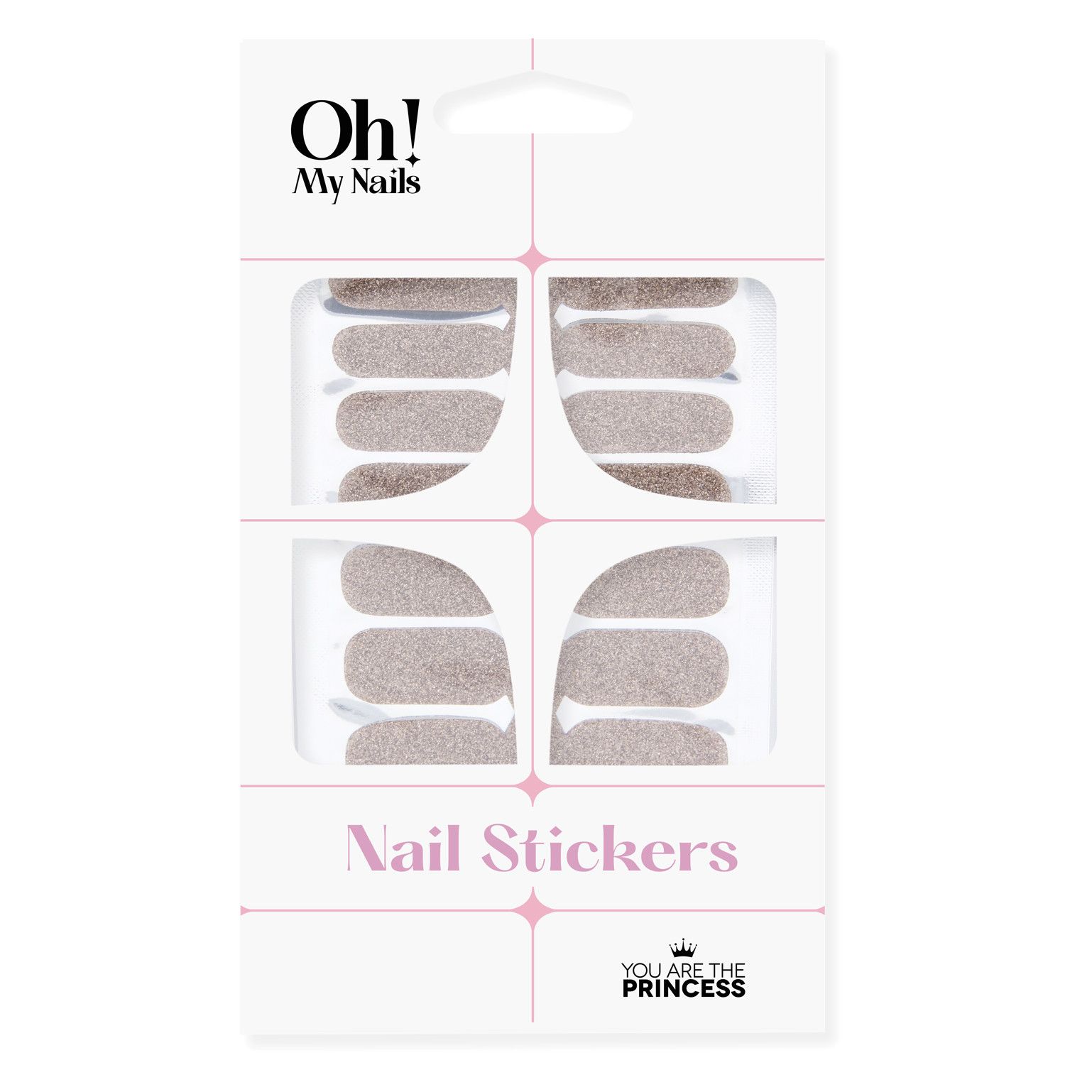 Налепнице Oh My Nails са ружичасто-златним шљокицама Декорација ноктију и уметност ноктију