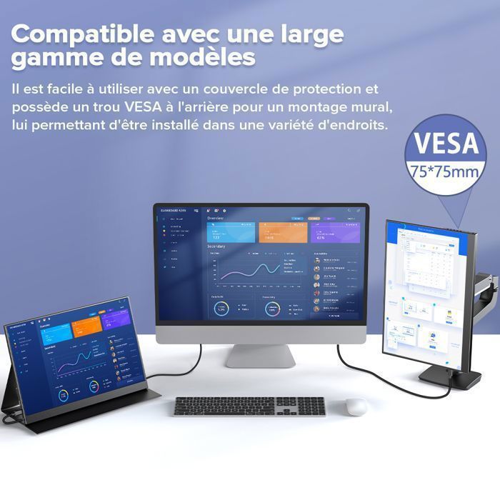 UPERFECT Écran portable quad HD 2K QHD 2160 x 1440 de 14 pouces, rapport de contraste 1500:1, 100 % sRGB