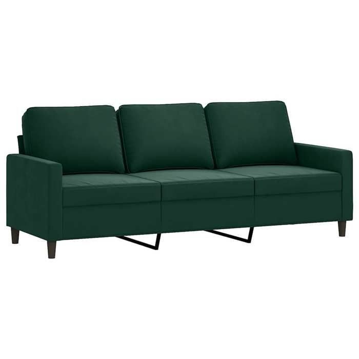Conjunto de sofá de veludo - vidaXL - 3 peças - Verde escuro - Veludo - Poltrona - Sofá de 2 lugares - Sofá de 3 lugares
