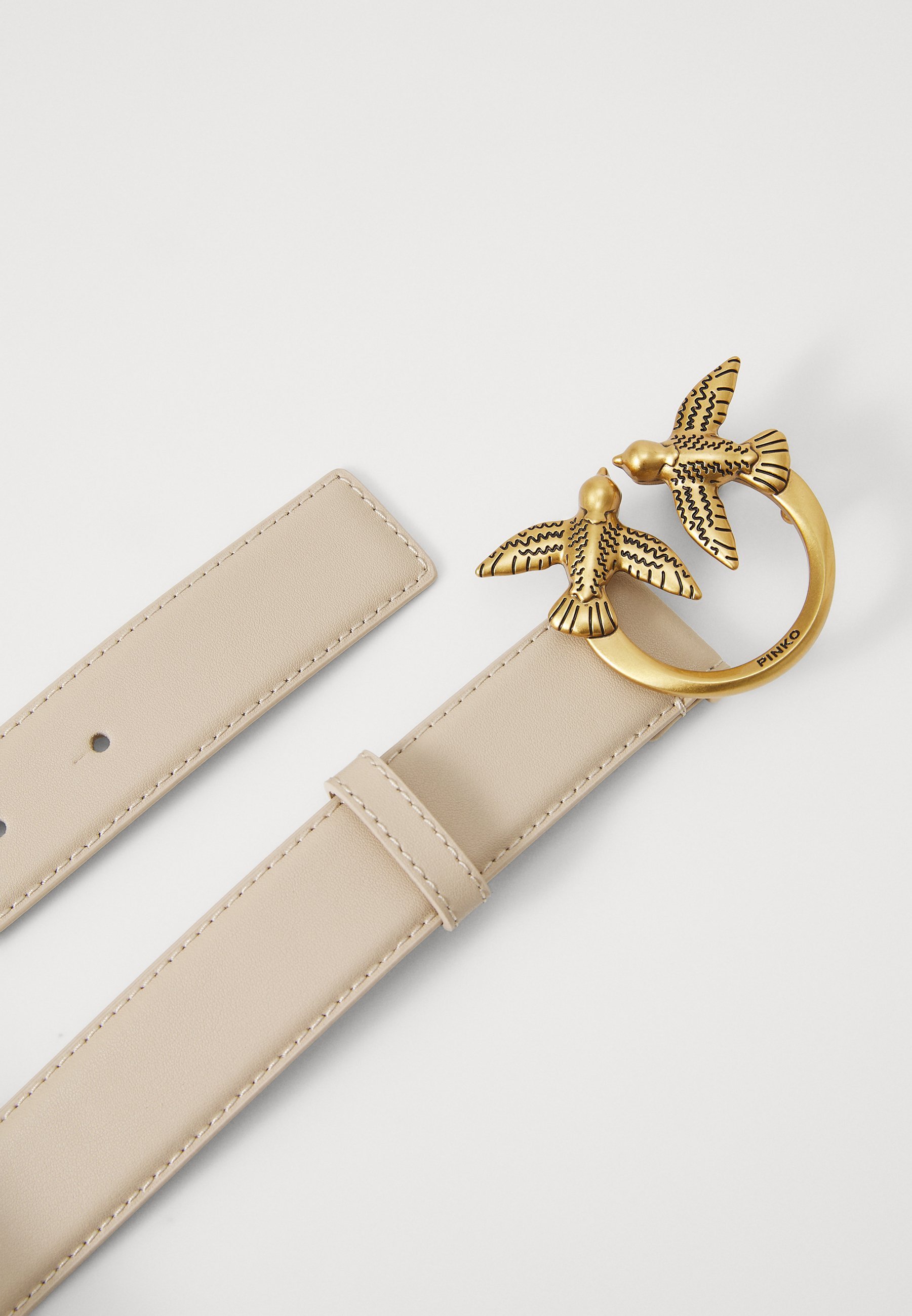 Pinko LOVE BERRY BELT - Riem - beige/grigio fumo/antiek goudkleurig