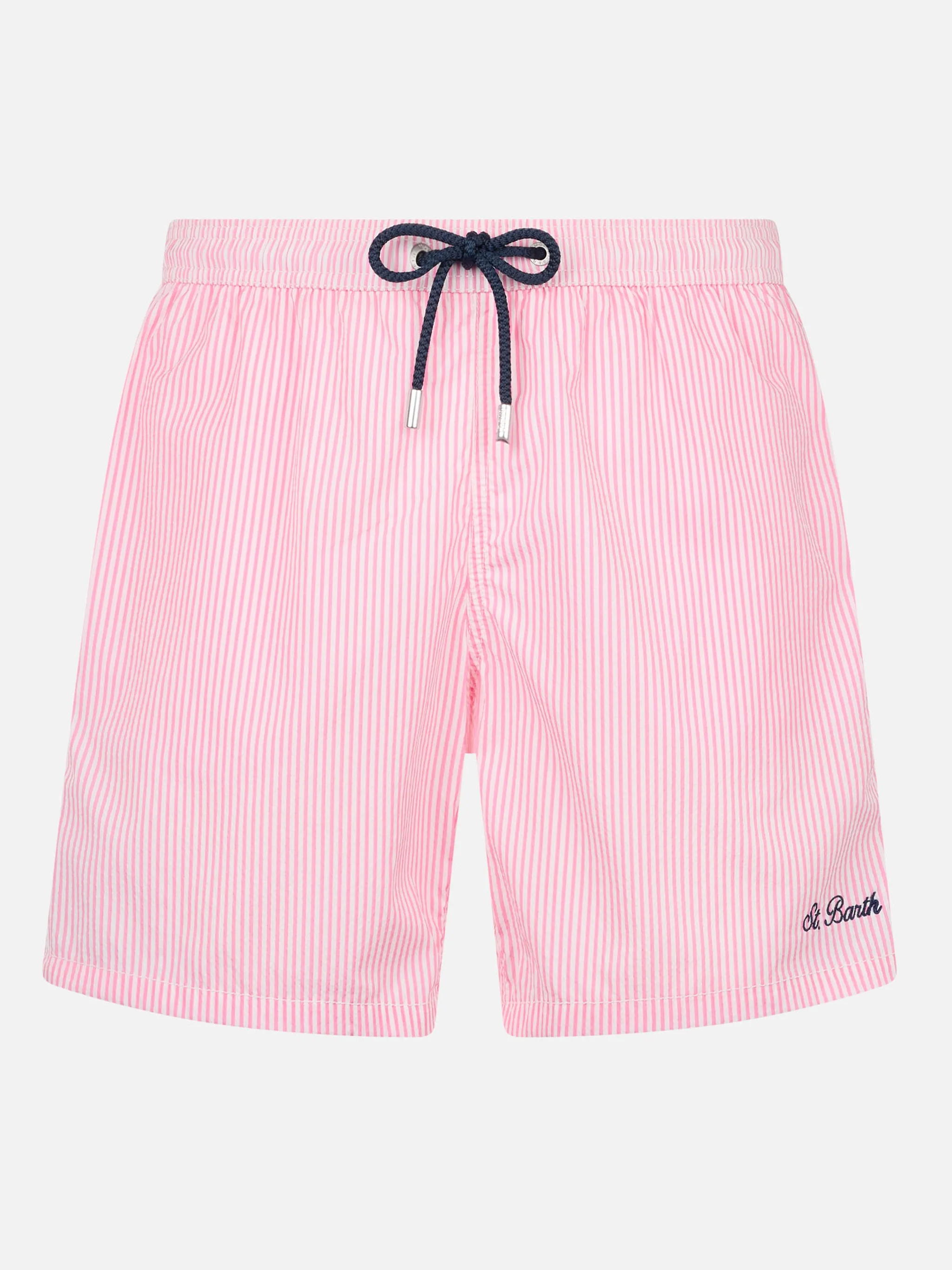 Costume classico leggero Patmos in seersucker a righe rosa