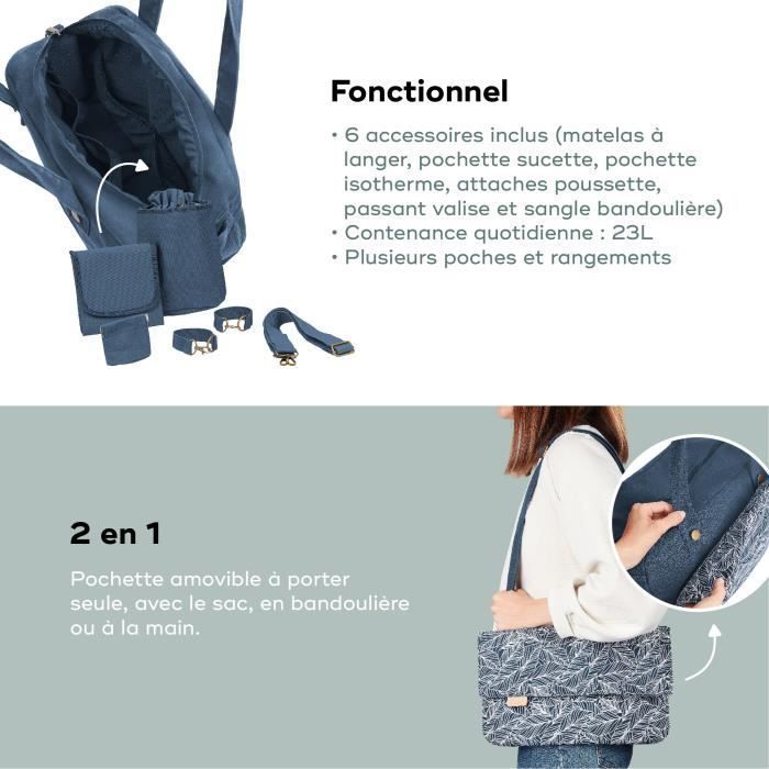 Borsa fasciatoio Babymoov Day to Day - Alla moda e funzionale, capacità 23 litri, tasche multiple, 6 accessori inclusi, palmare