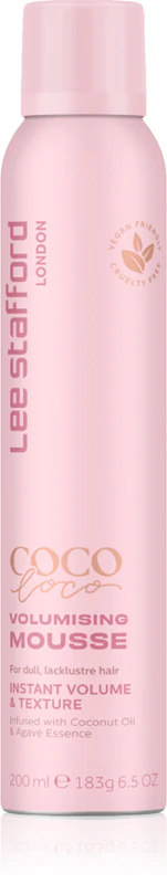 Mousse volumizadora de luxo Lee Stafford CoCo LoCo Agave para cabelos finos e delicados.