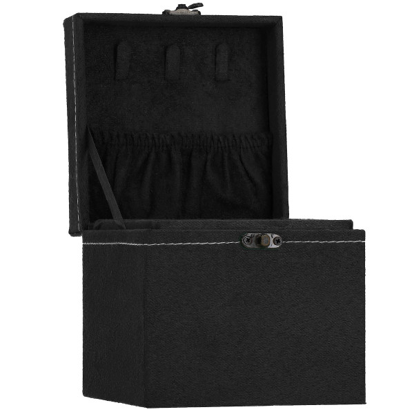 Szkatułka na biżuterię 12x12x12 cm czarny welurowy organizer