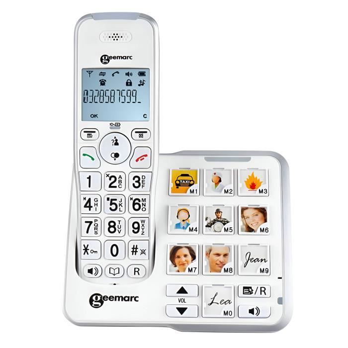 GEEMARC Amplidect 295 Schnurloses Seniorentelefon – 10 Speichertasten – Integrierter Anrufbeantworter – 80 dB