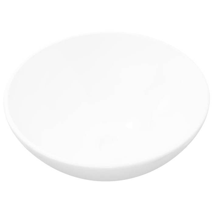 vidaXL Lavabo redondo de cerámica blanca para baño, inodoro, lavamanos, 141928