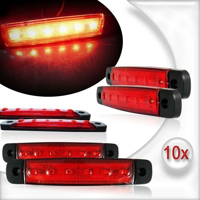 10 luces LED rojas de posición traseras laterales de 12 V para camión, remolque, caravana, autocaravana, furgoneta, autobús * E13