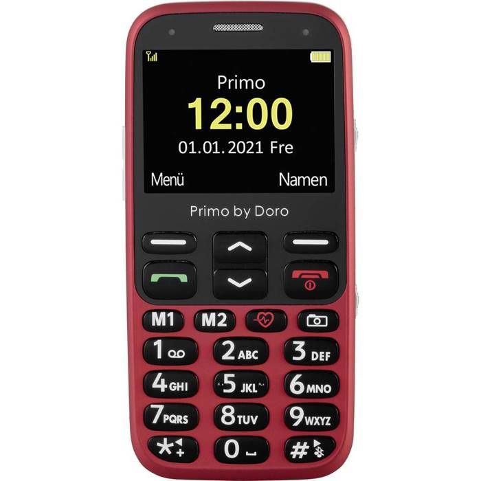 Primo by DORO 368 Celular para idosos com botão SOS vermelho
