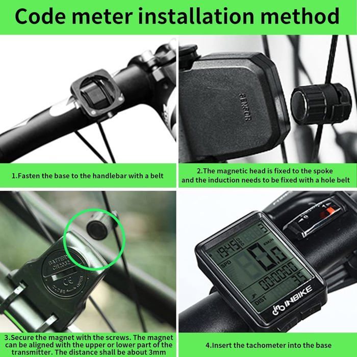 Compteur Vélo sans Fil,IP54 Compteur Kilométrique Vélo,Démarrage/Arrêt Automatique,Kilométrique de Vitesse et Odomètre de Route