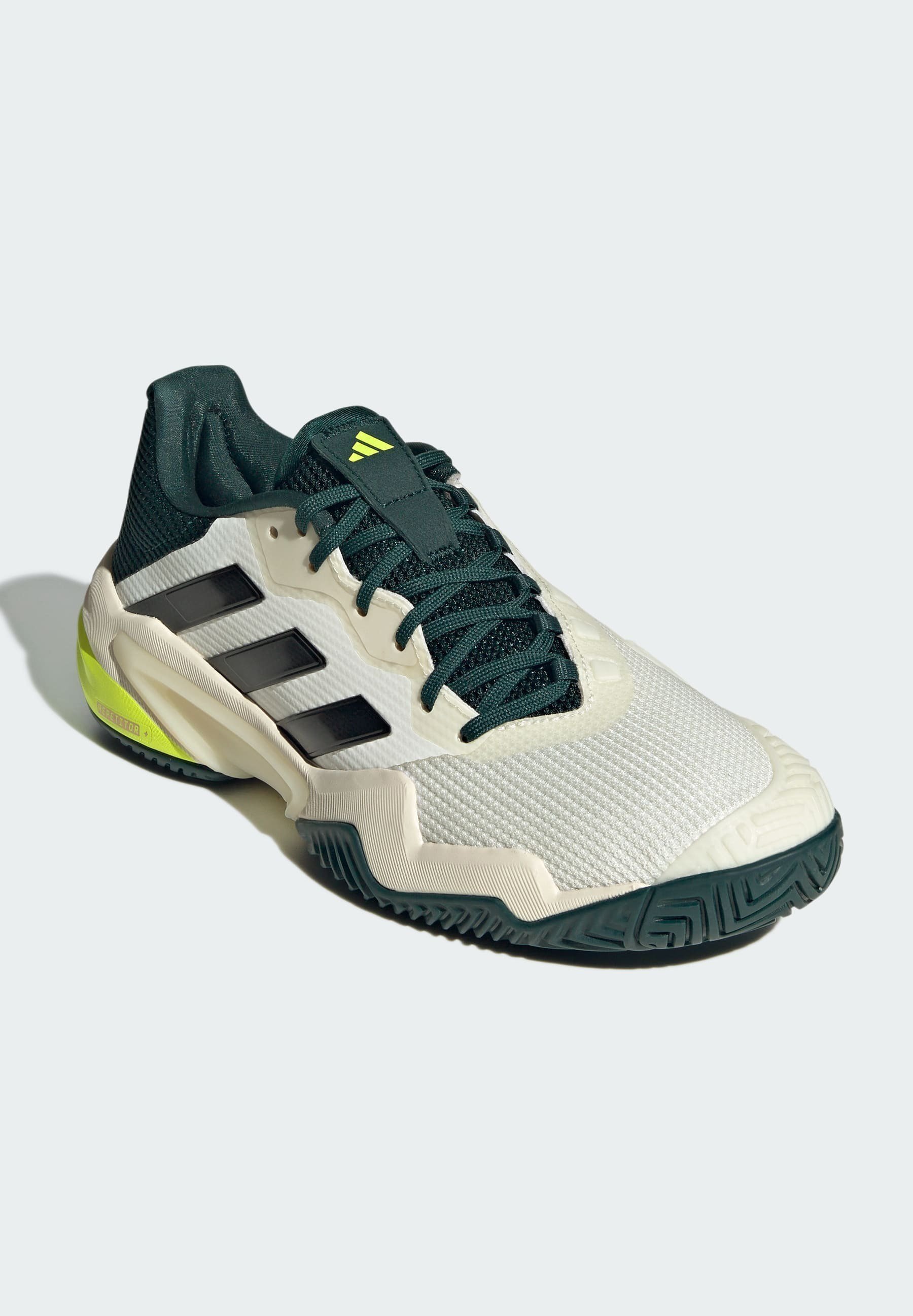 adidas Performance BARRICADE 13 - Scarpe da tennis multi-campo - bianco sporco, nero, verde acqua
