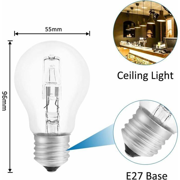 Dimmbare E27-Halogenlampe – MICH – 42 W – 650 lm – Warmweiß 2700 K – Klar – 5er-Pack