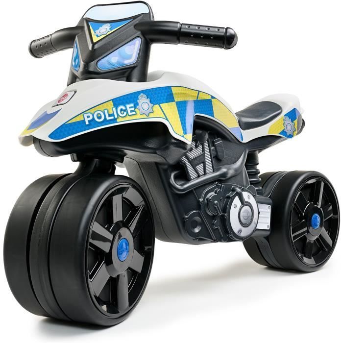 Draisienne Moto Police - FALK - Larges roues et Guidon directionnel - Fabriqué en France - 40% de plastique recyclé - Dès 2 ans