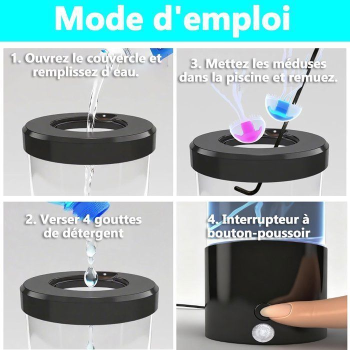 Jouet Enfant Lampe Meduse,Télécommande,Jellyfish Lampes à lave 17Effets de Lumière,Méduse pour Chambre des Enfants Maison Bureau