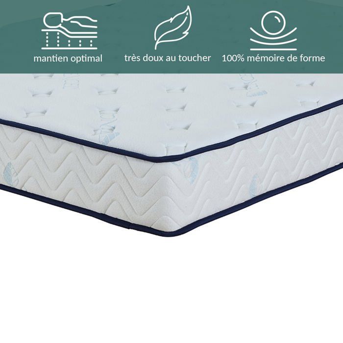 Blue Nano Gel Mattress 180x200 by Sampur | 25 cm Thick - Memory Foam with Cooling Gel - High Resilience Foam