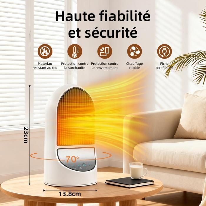 Urbiola-Chauffage d'appoint EcoSec-1200W, radiateur soufflant, radiateur, protection anti-basculement, silence.
