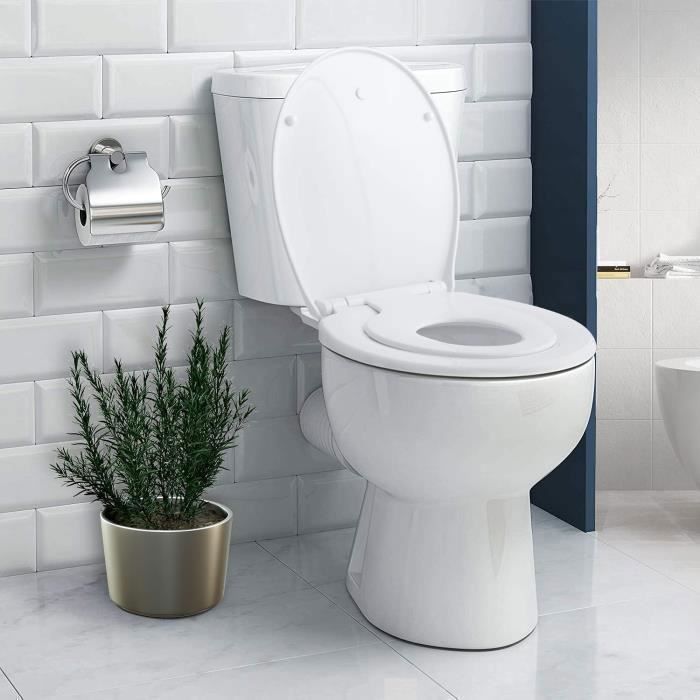 Familietoiletbril - HIMIMI - 44,7x37x5,5 cm Soft-close toiletbril met automatische neerlaatfunctie voor volwassenen en kinderen