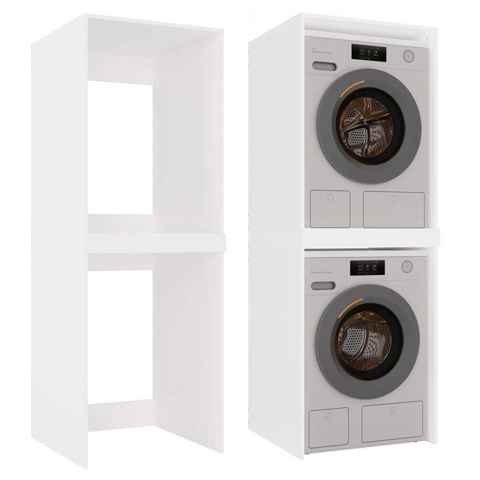 COMO - Mueble de almacenamiento para lavadora y secadora - Mueble que ahorra espacio - Blanco