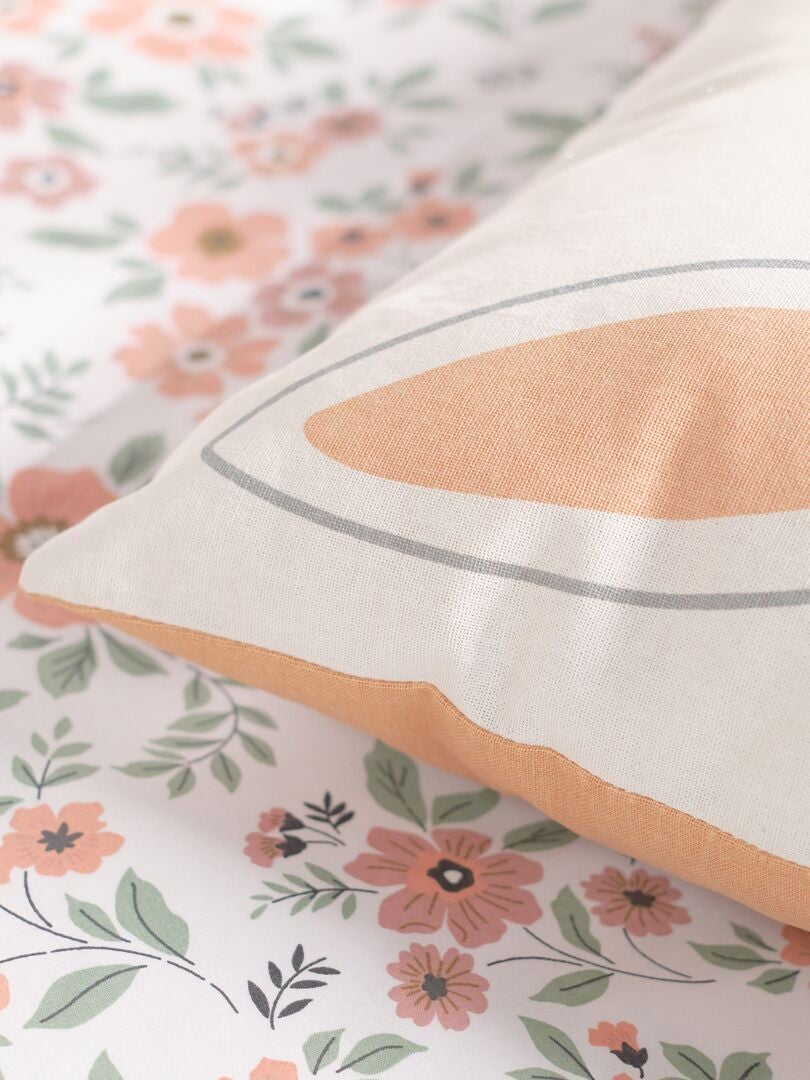 Almofada com estampa de coelho - rosa/cru